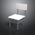 Minimalist White Chair With Blue Metal Frame Flat Backrest And Seat
