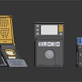 Commercial Equipment Set With Yellow Panel Gray Control Unit And Blue Striped Cylinder