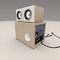 JBL Wooden Speakers Stacked with Two Top Speakers and One Bottom Speaker with Control Knob