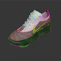 White And Gray Modern Athletic Sneakers With Neon Green Accent And Mesh Upper