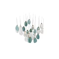 Modern Artistic Chandelier Featuring Turquoise And White Leaf Shaped Hanging Pendants