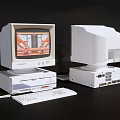 Classic Vintage Computer Setup With Monitors Towers Keyboard And Stylus 3d model