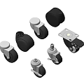 Various Types Of Swivel Casters With Black Wheels And Metal Brake Frames