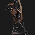 Vintage Industrial Equipment With Large Wheel Metal Frame And Wooden Components