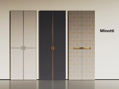 Minotti Wardrobe Doors With Three Distinct Designs Light Dark And Plaid Patterns 3d model