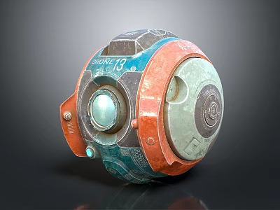 Orange And Blue Mechanical Signal Device With Circular Design Lens And Signal 13 3d model