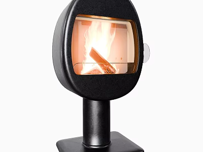 Modern Freestanding Fireplace With Flames And Logs 3d model