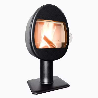 Modern Freestanding Fireplace With Flames And Logs 3d model
