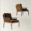 Modern Brown Leisure Chair With Plush Velvet Upholstery And Sleek Metal Frame