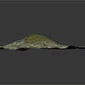 Detailed Topographic Terrain Model With Green Contour Lines And Mountainous Elevation Features