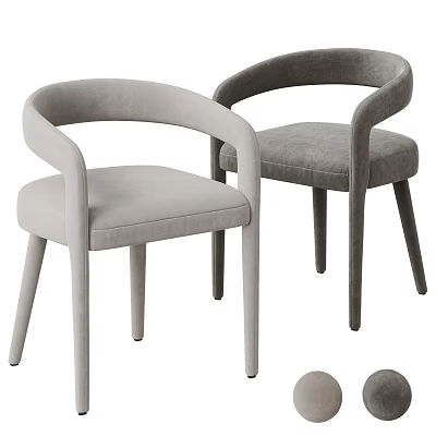 Modern Accent Chair Light And Dark Gray Fabric Upholstered With Armrest And Slender Tapered Legs 3d model