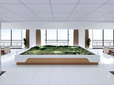 Spacious Leisure Area With Large Windows Green Plants And Comfortable Seating 3d model