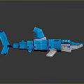 Blue Mechanical Shark Character Constructed With Building Blocks And Unique Design Details