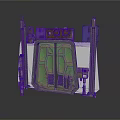 Industrial Mechanical Component With Green Panel Ventilation Grilles And Metal Frame