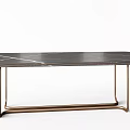 Two Modern Dining Tables with Black Marble Tabletop and Brass Metal Frame 3d model