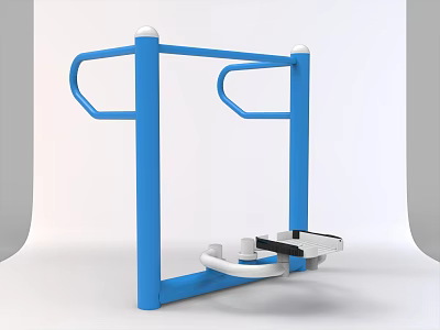 Outdoor Sports Fitness Equipment With Blue Parallel Bars And Pedal Exercise Gear 3d model