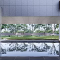 Modern Sales Office Building With Stone Facade And Tree Surrounded Entrance Walkway