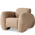 Modern Beige Single Sofa With Curved Arms Rounded Back And Plush Fabric 3d model