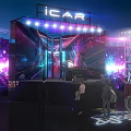 Modern Exhibition Booths With Colorful Lighting And Various Display Structures 3d model