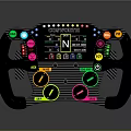 Race Car Steering Wheel With Colorful Control Buttons And Digital Display Screen