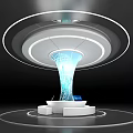 Futuristic Modern Tech Installation With Blue Light Beam And Circular Platform Structure 3d model