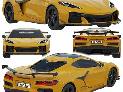 Yellow Sports Car Exterior Design With Aerodynamic Body And Black Wheels 3d model