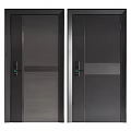 Modern Double Security Doors With Sleek Dark Design And Metal Handles 3d model