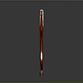 Ornate Decorative Axe With Black Head Intricate Patterns And Red Handle
