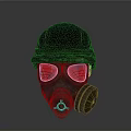 Vintage Gas Mask With Red Lenses Black Cap And Metallic Filter