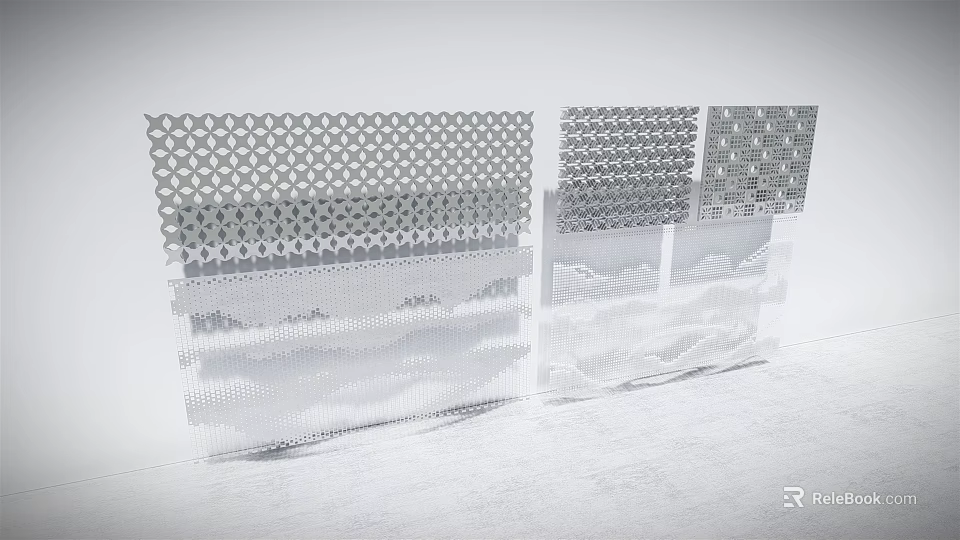 Modern Stylish Perforated Panel Background Wall With Various Patterns For Interior Decor 3d model