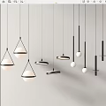 Contemporary Pendant Lights With Triangular Round Spherical And Bar Shapes In Black White 3d model