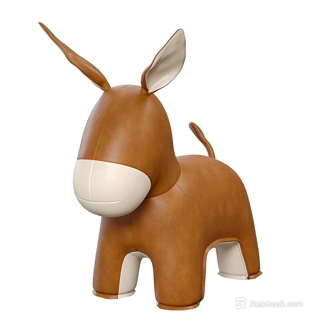 Brown Donkey Plush Toy With Large Ears And Stuffed Body 3d model 