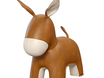 Brown Donkey Plush Toy With Large Ears And Stuffed Body 3d model