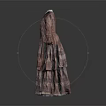 Vintage Red Brown White Plaid Dress with Pleated Design Long Sleeves and Layered Skirt