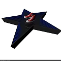 Red High Top Canvas Shoes On Star Shaped Blue Glowing Structure