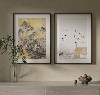 New Chinese Landscape Painting Decorative Painting 3d model