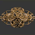 Reflective Golden Household Decor with Intricate Interwoven Lines and Hollow Irregular Geometric Structure