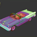 Classic Blue And White Convertible Car With Open Top And Retro Design And Chrome Accents