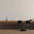 Modern island dining table and chair combination 3d model