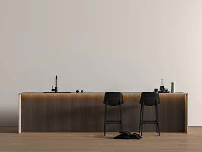 Modern island dining table and chair combination 3d model
