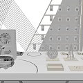 Modern Display Shelves With Geometric Lines And Wooden Accents In Inspiration Space For Retail Items