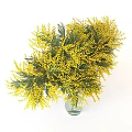 Yellow Flower Arrangements With Green Leaves In Clear Glass Vases For Decor