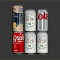 Assorted Beverage Cans Collection Featuring Coke Sprite And Gin Tonic With Lemon Slice