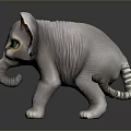 Cute Baby Elephant Toy With Green Eyes And Orange Inner Ears On Shiny Surface