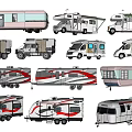 Different Types Of Recreational Vehicles With Various Exterior Designs And Color Patterns