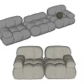 Modern Plush Gray Sofa Set With Modular Design And Padded Seats 3d model