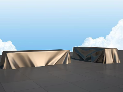 Coffee table with cloth pattern stool with cloth pattern 3d model