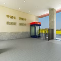 Main Entrance Gate With Golden Inscription Concrete Wall Pillars And Access Control System