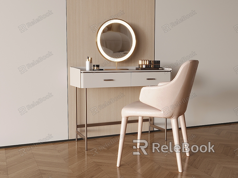 Nordic Style Cream Dressing Table Cream Style Backrest Chair Smart Dressing Mirror Cosmetic Makeup Lipstick model