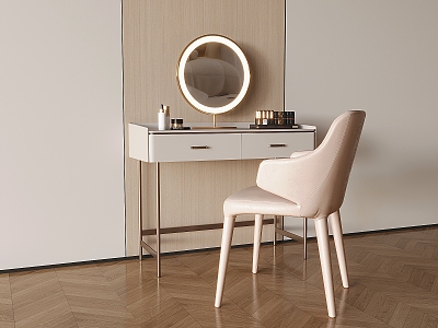 Nordic Style Cream Dressing Table Cream Style Backrest Chair Smart Dressing Mirror Cosmetic Makeup Lipstick model